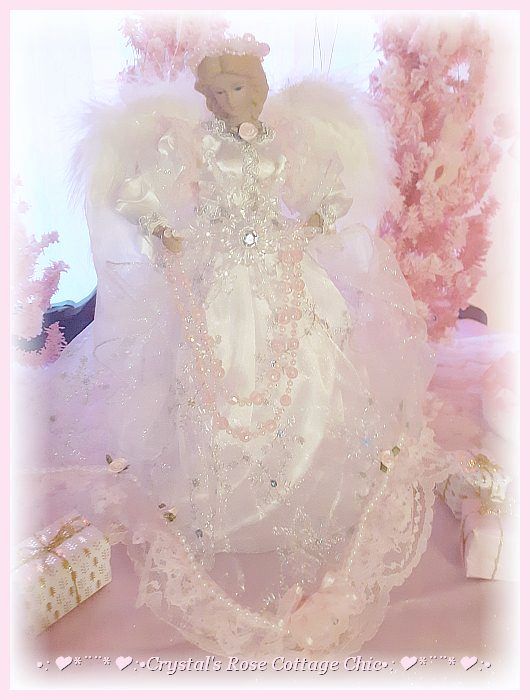 Sweet Pink Snowflake Angel Tree Topper 12"