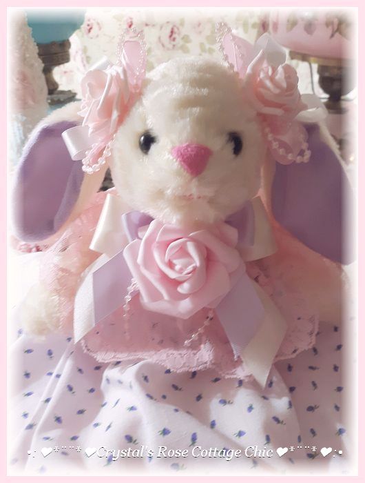 Shabby Chic Rosey Easter Bunny...Free US Shipping