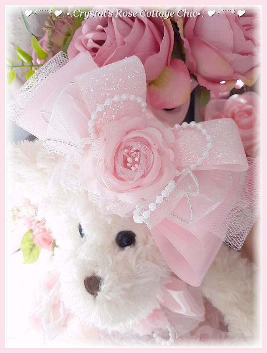 Light Ivory Pink Rose Bear