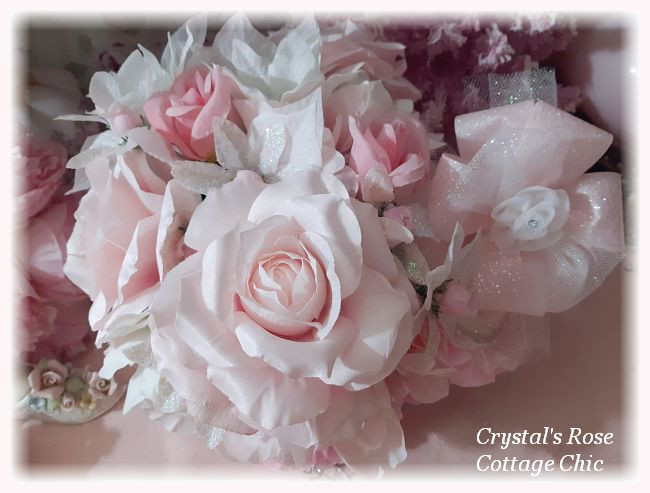 Pink Rose Glitter Frost Ornament Centerpiece