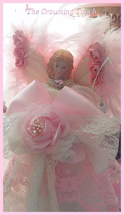 Pink Rose Shabby Chic Light Up Angel