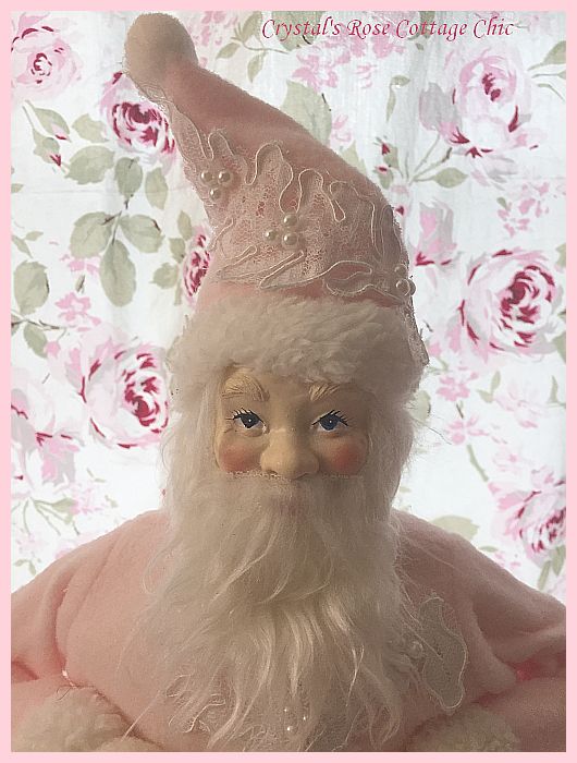 Shabby Chic Pink Santa with Lace