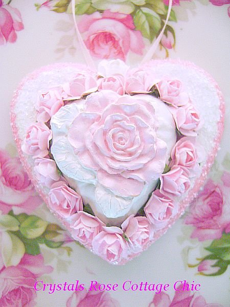 Romantic Shabby Pink Rose Valentine Ornament/Decor