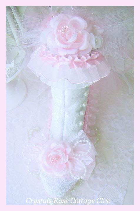 Shabby Pink Rose Victorian Boot