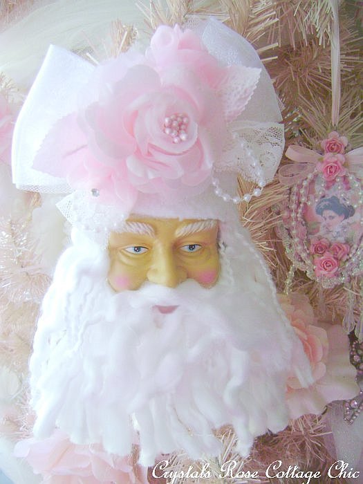 Shabby Pink Santa Ornament