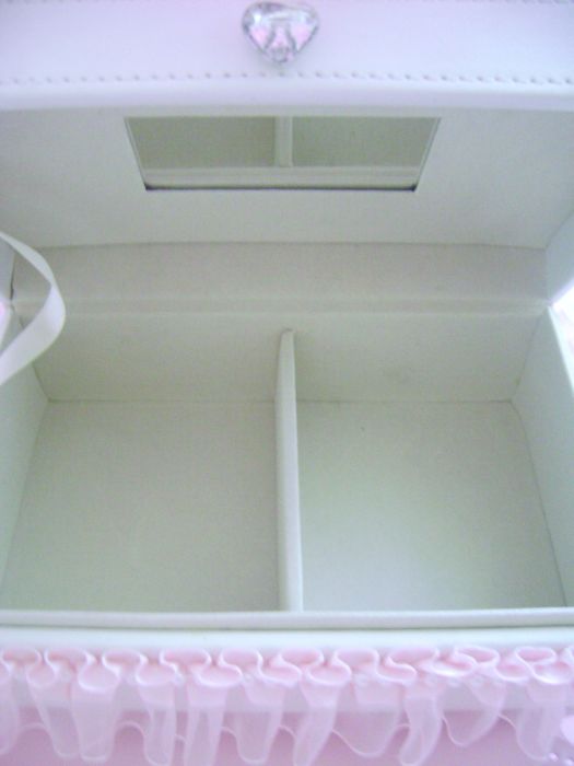 Shabby Pink Rose White Jewelry Box