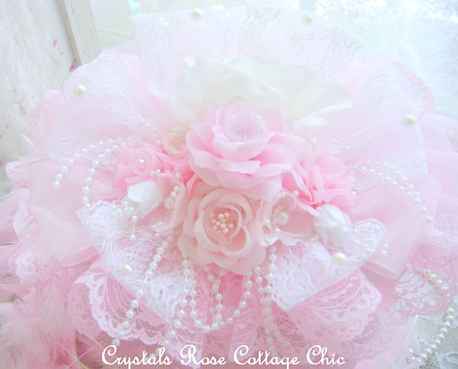 Shabby Pink Rose White Jewelry Box