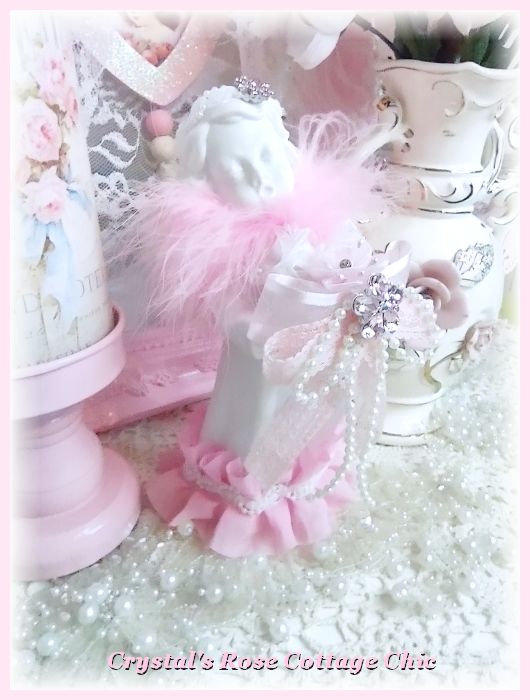 Pink Bling Golden Wings Cherub Figurine
