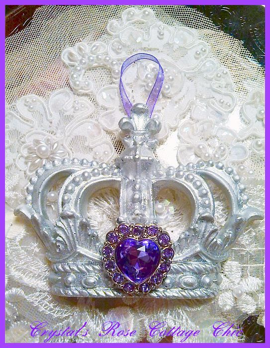 Silver Fleur de Lis Crown Ornament ..Color Choices