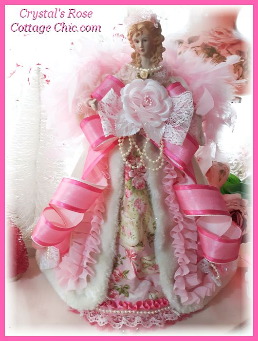 Pink Christmas Tea Angel Tree Topper/Centerpiece