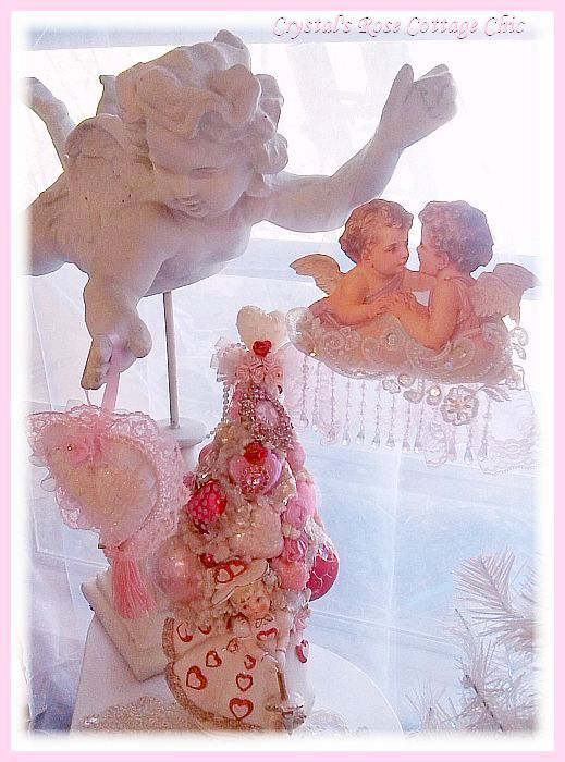 Vintage Valentine's Day Planter Bottle Brush Tree