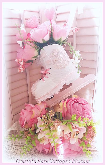 Pink Roses and Hearts Valentine's Day Ice Skate
