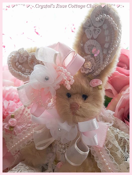 Pink Rose & Lace Victorian Bunny