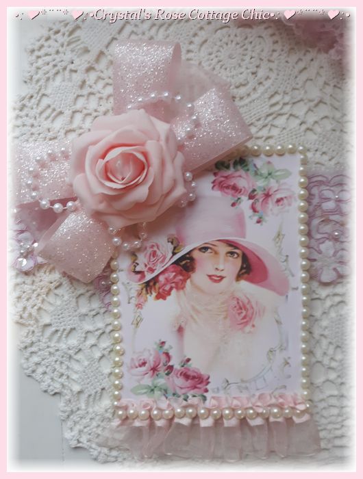 Victorian Lady in Pink Hat Plaque..Free Shipping