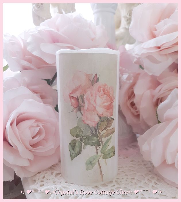 Vintage Pink Rose LED Candle..Free Shipping