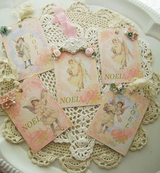 Vintage Angel Noel Tags