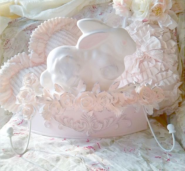 Shabby Rose Distressed Bed Crown Bunny Canopy