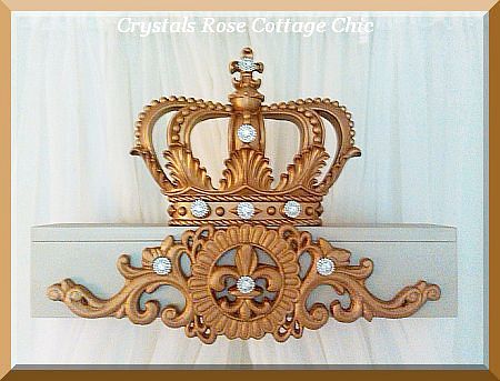 Champagne and Vintage Gold Fleur de Lis Bed Crown Teester