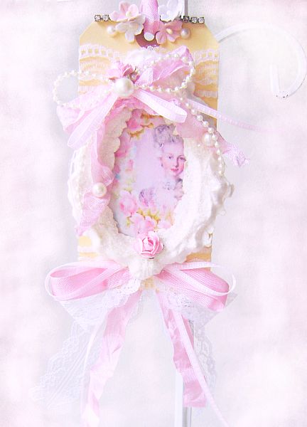 Pink Roses Vintage Marie Antoinette Tag
