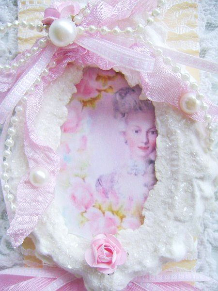 Pink Roses Vintage Marie Antoinette Tag