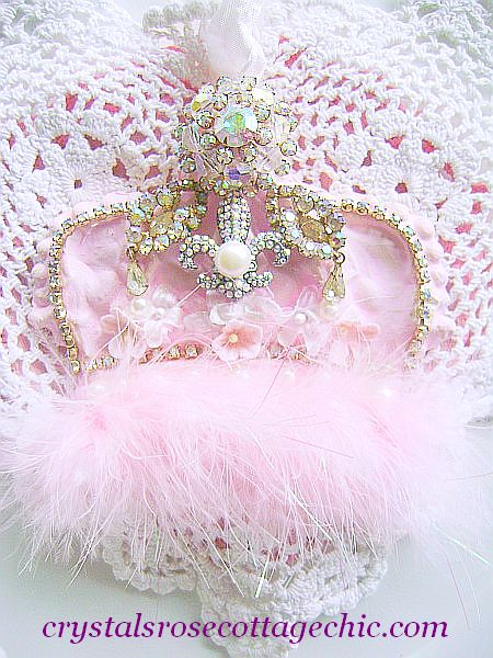 French Chic,Vintage Bejeweled, Shabby Pink, Fleur De Lis Crown