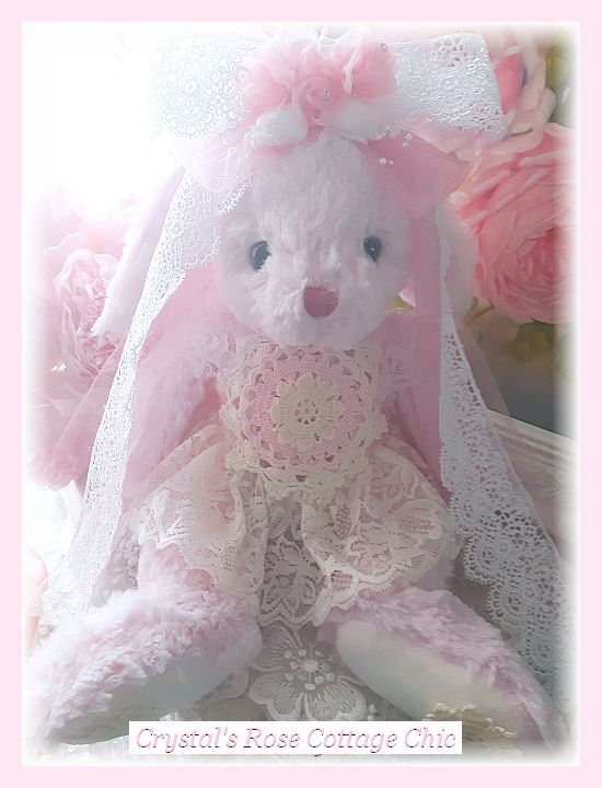 Shabby Pink Chic Bunny..Free Shipping