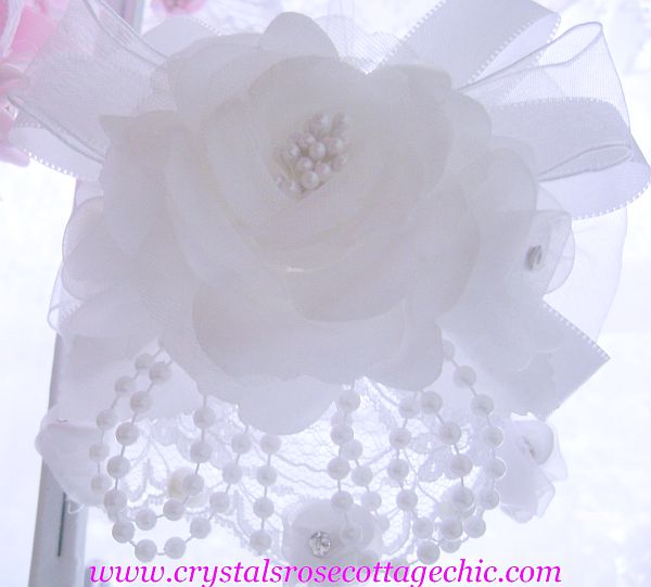 White on White Romantic Rose Bridal/Wedding Ornament