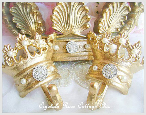 Luxury 30" Bed Crown and Crown Holdbacks  Set...Color Options