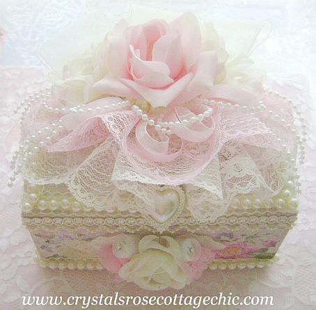 Ivory and Pink Rose Jewelry Box