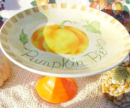Sweet Shabby Pumpkin Pie Pedestal, Dessert Stand