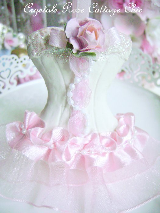 Personalized Shabby Pink Rose Dress Ornament
