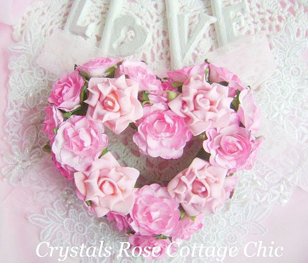 Sweet Pink Rose Heart Wreath