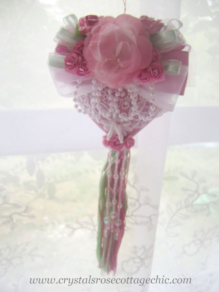 Rose and Mint Green Victorian Heart
