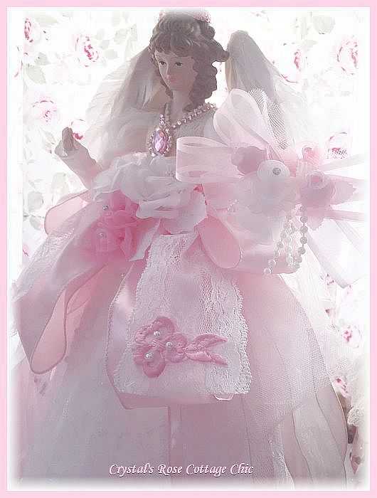 Beautiful Pink Ribbons and Lace Angel Tree Topper