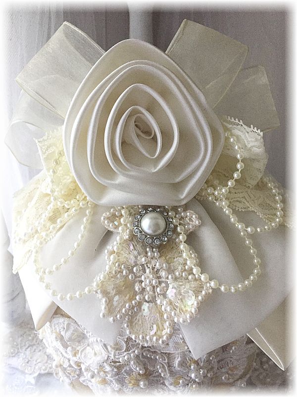 Beautiful Ivory Lace Covered Pumpkin