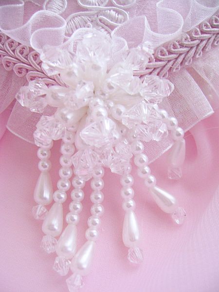 Romantic White Rose Pink Satin Heart