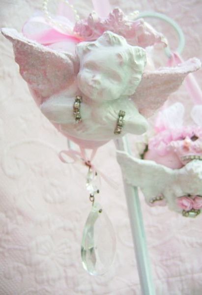 Romantic Cherub on Shabby Pink Heart with a Vintage Touch