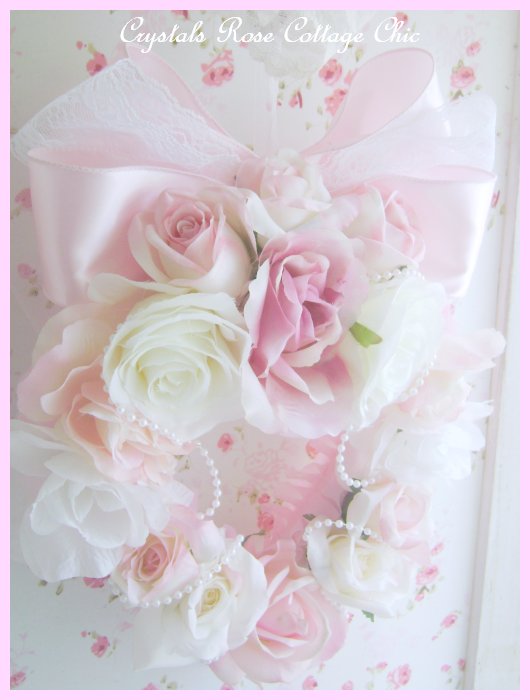 Shabby Chic Pink Heart Wreath