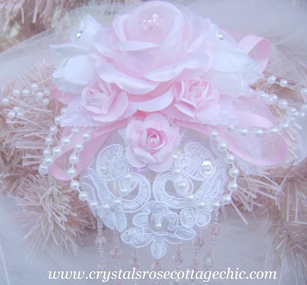 Shabby Pink Victorian Rose Ornament