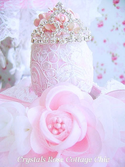 Rhinestone Crown Egg with Romantic Egg Stand
