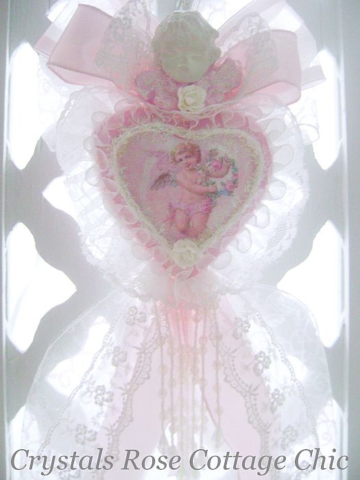 Romantic Pink Vintage Cherub Heart