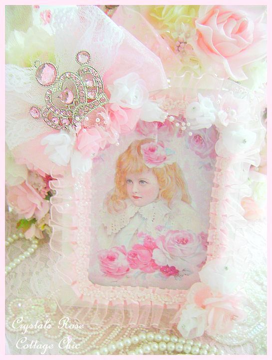Shabby Pink Princess Rhinestone Crown Frame