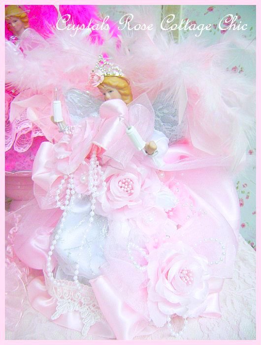 Shabby Pink Rose Princess Angel Tree Topper