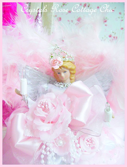 Shabby Pink Rose Princess Angel Tree Topper