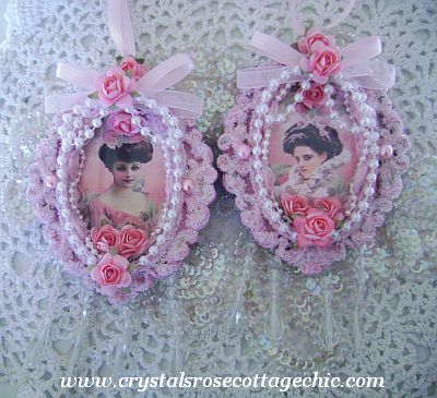 Victorian Lady in Pink Frame Ornament