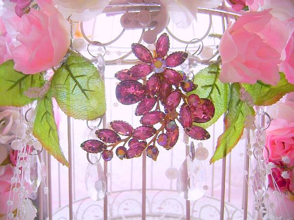 Romantic Rose Vintage Crystal Bejeweled Bird Cage
