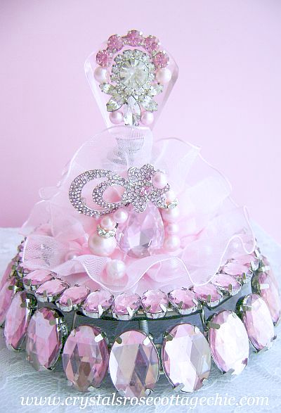 Vintage Bejeweled Pink Luxury Perfume Bottle