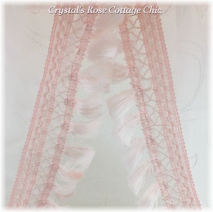 Pink Tassel Fringe Embroidered White Sheers